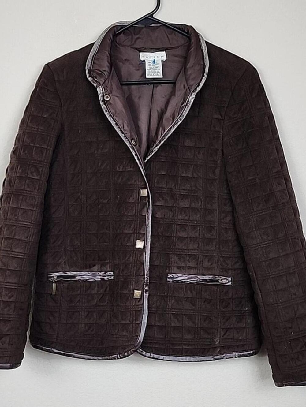 Small Soft Tweeds Brown Buttershell Distressed Trim Jacket